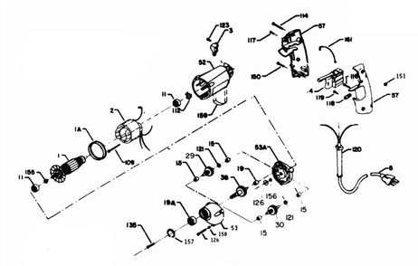 Fig-0 Diagram and Parts List for 694081  Porter Cable Electric Drill